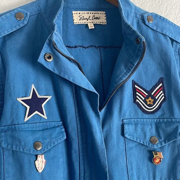 Sheryl Crow Blue Utility Military Jacket Flag Patch USA Star Patriotic America - Picture 3 of 8